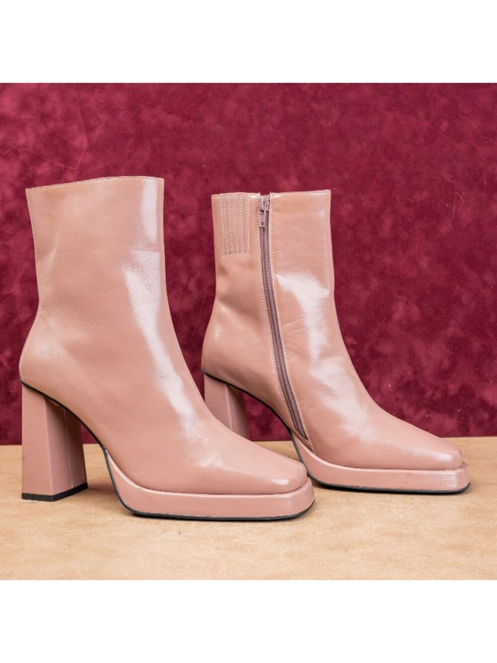 Jeffrey Campbell Maximal Lo Vintage 90s Fashion Square Toe Pink Boots sz 9